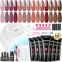 Jewhiteny 14 Colors Nude Pink Skin Tones Poly Extension Gel Kit All In One Kit All Seasons French Nails Manicure Poly Nail Gel S