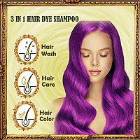 Purple Hair Color Shampoo Instant Purple Hair Dye Shampoo 3 In 1 For Women Men Herbal Purple Shampoo Easy To Use Long Las