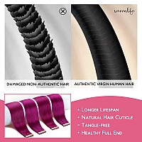 Wennalife Tape In Hair Extensions Human Hair Violet Tape In Extensions 10Pcs 30G 20 Inch Remy Invisible Tape Ins Straight Color