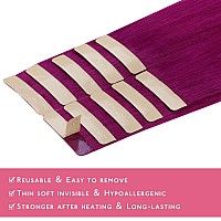 Wennalife Tape In Hair Extensions Human Hair Violet Tape In Extensions 10Pcs 30G 20 Inch Remy Invisible Tape Ins Straight Color