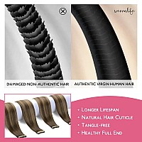 Wennalife Tape In Hair Extensions Human Hair Balayage Chocolate Brown To Caramel Blonde Tape In Extensions 10Pcs 20G 10 Inch Re