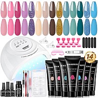 Jewhiteny 14 Colors Poly Nail Extension Gel Kit Poly Nails Gel Kit Nude Pink Purple All In One Starter Kit Builder Gel With Nail