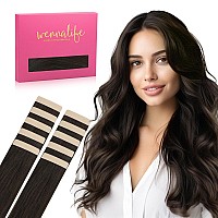 Wennalife Tape In Hair Extensions Human Hair Dark Brown Tape In Extensions 10Pcs 25G 14 Inch Remy Invisible Tape Ins Straight C