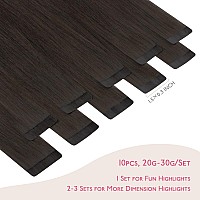 Wennalife Tape In Hair Extensions Human Hair Dark Brown Tape In Extensions 10Pcs 25G 14 Inch Remy Invisible Tape Ins Straight C