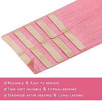 Wennalife Tape In Hair Extensions Human Hair Peach Pink Tape In Extensions 10Pcs 25G 14 Inch Remy Invisible Tape Ins Straight C