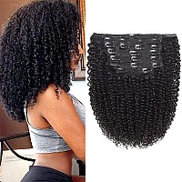 Rolisy Kinky Curly Clip In Hair Extensions Human Hair 22 Inch Curly Hair Extensions Clip In Human Hair For Black Women 3C 4A 4B