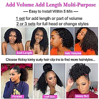 Rolisy Kinky Curly Clip In Hair Extensions Human Hair 22 Inch Curly Hair Extensions Clip In Human Hair For Black Women 3C 4A 4B