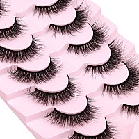 Lashes Natural Look Faux Mink Lashes Fluffy Wispy Eyelashes Short Natural False Lashes Cat Eye 6D Volume Strip Lashes Pack 7 Pai