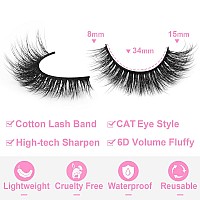 Lashes Natural Look Faux Mink Lashes Fluffy Wispy Eyelashes Short Natural False Lashes Cat Eye 6D Volume Strip Lashes Pack 7 Pai