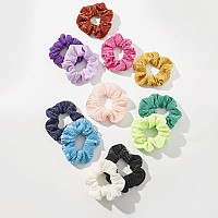 Artilady Silk Hair Scrunchies 12 Pack Large Pleated Slip Silk Scrunchies For Women Elastic And Soft Cute Hair Ties No Damage G