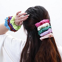 Artilady Silk Hair Scrunchies 12 Pack Large Pleated Slip Silk Scrunchies For Women Elastic And Soft Cute Hair Ties No Damage G