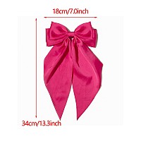 Furling Pompoms Hair Bows Clips For Women Large Bow Clip For Girls Satin Long Tails With Alligator Clips 2Pcs Big Hair Bow Hair