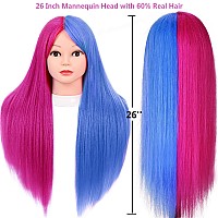 Mannequin Head With 60 Real Human Hair Beauty Star 26 Cosmetology Manikin Head Doll Head For Hair Styling To Practice Styles