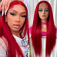 Aubree Red Hair Lace Front Long Straight Wigs Glueless Pre Plucked Lace Front Wigs For Black Women Heat Resistant Fiber Natural