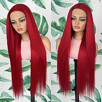 Aubree Red Hair Lace Front Long Straight Wigs Glueless Pre Plucked Lace Front Wigs For Black Women Heat Resistant Fiber Natural