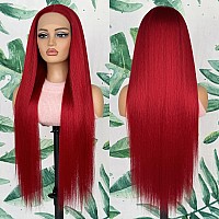 Aubree Red Hair Lace Front Long Straight Wigs Glueless Pre Plucked Lace Front Wigs For Black Women Heat Resistant Fiber Natural