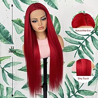 Aubree Red Hair Lace Front Long Straight Wigs Glueless Pre Plucked Lace Front Wigs For Black Women Heat Resistant Fiber Natural