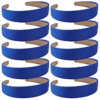 Wecoe Royal Blue Headbands 10 Pack Satin 13 Inch Wide Headband For Women And Girls Non Slip Fashion Hair Bands Diy Holiday C