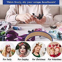 Wecoe Royal Blue Headbands 10 Pack Satin 13 Inch Wide Headband For Women And Girls Non Slip Fashion Hair Bands Diy Holiday C