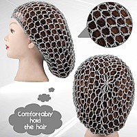 2 Pieces Mesh Hair Net Rayon Knit Snood Women Crocheted Sleep Cap Gray