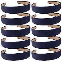 Wecoe Hairband 10 Pack Satin Headbands 13 Inch Wide Dark Navy Blue For Women And Girls Non Slip Fashion Hair Bands Diy Hol