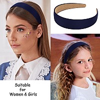 Wecoe Hairband 10 Pack Satin Headbands 13 Inch Wide Dark Navy Blue For Women And Girls Non Slip Fashion Hair Bands Diy Hol