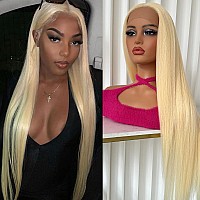 Aubree 613 Blonde Lace Front Wig Long Straight Hair Heat Resistant Fiber Blond Synthetic Wigs Glueless Preplucked Natural Hairl