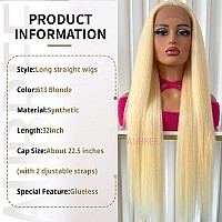 Aubree 613 Blonde Lace Front Wig Long Straight Hair Heat Resistant Fiber Blond Synthetic Wigs Glueless Preplucked Natural Hairl