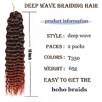 Ocean Wave Crochet Hair 18 Inch 2 Packs Deep Wave Curly Braiding Hair Extensions Synthetic Curly Crochet Hair For Black Women18