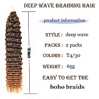 Ocean Wave Crochet Hair 18 Inch 2 Packs Deep Wave Curly Braiding Hair Extensions Synthetic Curly Crochet Hair For Black Women18