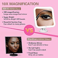 Upgraded 10X Magnifying Lighted Makeup Mirror With Natural White Led Lights 360Swivel Portable Cordless Makeup Mirrors With Loc