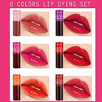 Zarics 6 Colors Lip Tint Stain Korean Lip Gloss Matte Dewy Lip Tint Mini Liquid Lipstick Multiuse Cheek And Lips Tint Long L