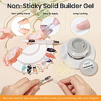 Mizhse Solid Builder Gel 1 Oz Clear Non Stick Hand Hard Gel With 6 Colors Chrome Nail Powder Nail Form Nail Extension Kit For