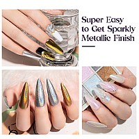 Mizhse Solid Builder Gel 1 Oz Clear Non Stick Hand Hard Gel With 6 Colors Chrome Nail Powder Nail Form Nail Extension Kit For