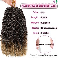 Short Crochet Hair For Black Women 8 Bundles Passion Twist Hair 8 Inch Curly Crochet Hair Kinky Crochet Hair Curly Braiding Hair