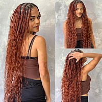 Paraglame 24 Inch Ocean Wave Crochet Hair Copper Red 3 Packs Deep Wave Braiding Hair Ginger Curly Braiding Hair For Women 24Inc