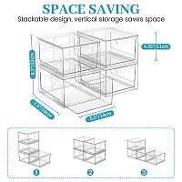 Spacehacks 6 Pack Stackable Plastic Makeup Organizer Drawers Acrylic Organizers Clear Storage Bins With Pullout Handles For V