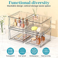 Spacehacks 6 Pack Stackable Plastic Makeup Organizer Drawers Acrylic Organizers Clear Storage Bins With Pullout Handles For V