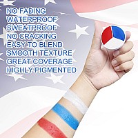 Meicoly Red White Blue Face Paint Palette4Th Of July Patriotic Face Body Paintindependence Day Usa Flag Face Painting For Kids