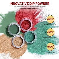 Aokitec 8 Colors Dip Powder Nail Kit Nail Dip Powder Christmas Series Red Glitter Green Dipping Powder Starter Kit New Year Di