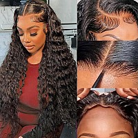 Kdmidun Ready To Wear Glueless Wigs Human Hair Pre Plucked Pre Cut 180 Density Deep Wave Lace Front Wigs Human Hair Wigs For Wo