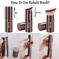 Makeup Brush Kabuki Face Brushes Retractable Travel Blush Kabuki Brush Portable Flawless For Foundation Powder Blush Bronzer