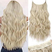 Kookastyle Invisible Wire Hair Extensions With Transparent Headband Adjustable Size 4 Secure Clips Long Wavy Secret Wire Hairpie