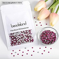 Beadsland 2880Pcs Flat Back Crystal Rhinestones Round Gems For Nail Art And Craft Glue Fix Fuchsia Ss16 3840Mm