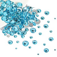 Beadsland 2880Pcs Flat Back Crystal Rhinestones Round Gems For Nail Art And Craft Glue Fix Aquamarine Ss20 4648Mm