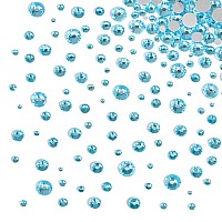 Beadsland 2880Pcs Flat Back Crystal Rhinestones Round Gems For Nail Art And Craft Glue Fix Aquamarine Ss20 4648Mm