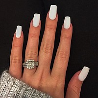 Matte White Press On Nails Short Medium Square Glue On Nails Set Kqueenest Solid Color Fake Nails Short Coffin Acrylic Nails Pre