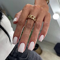 Matte White Press On Nails Short Medium Square Glue On Nails Set Kqueenest Solid Color Fake Nails Short Coffin Acrylic Nails Pre