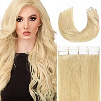 Loxxy Tape In Hair Extensions Real Human Hair Light Bleach Blonde Tape In Extensions Double Sided Invisible Skin Weft Natural Th