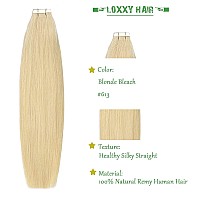 Loxxy Tape In Hair Extensions Real Human Hair Light Bleach Blonde Tape In Extensions Double Sided Invisible Skin Weft Natural Th